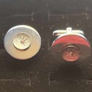 Elegant Silver Tone Starburst Cufflinks